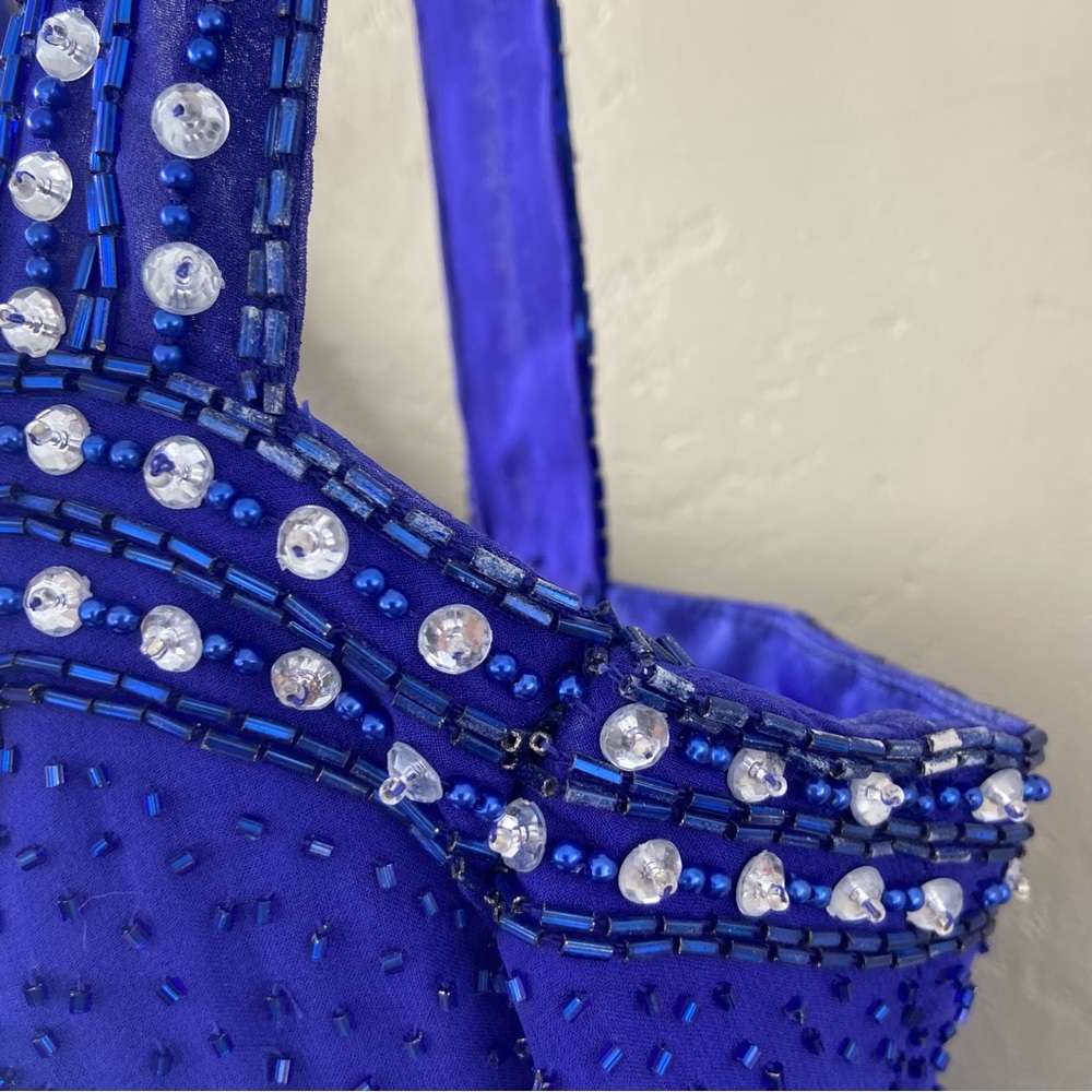 Stunning Alyce Designs formal gown - sapphire blue w/ silver and blue beading - Picture 10 of 13